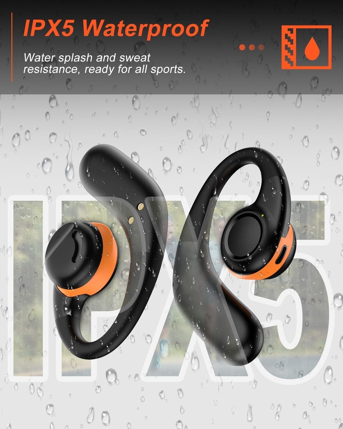 60H Jzones Open Ear Headphones Wireless BT 52 w Dual 162mm Drivers waterproof