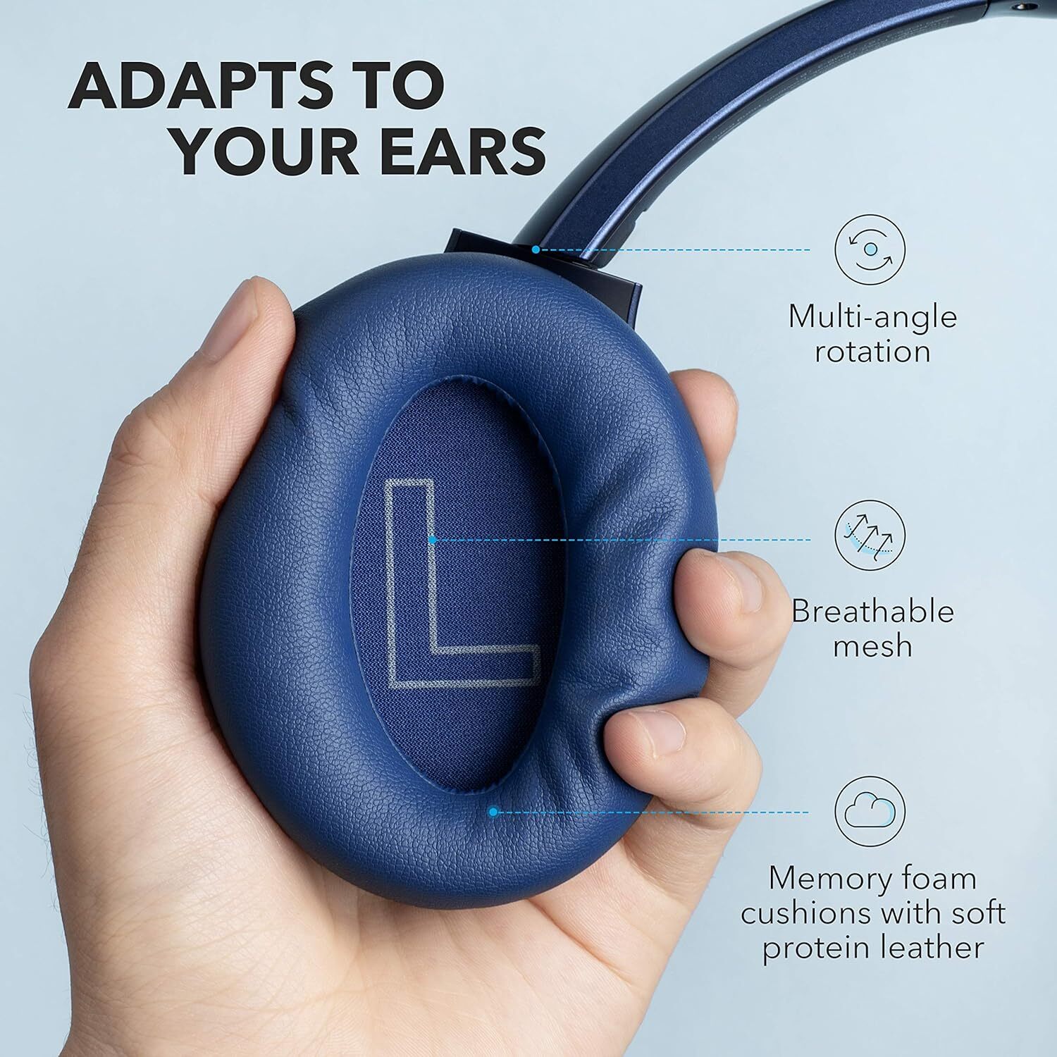 Soundcore Life Q20 Over-Ear Headphone Hybrid Active Noise Cancelling-Blue|Refurb