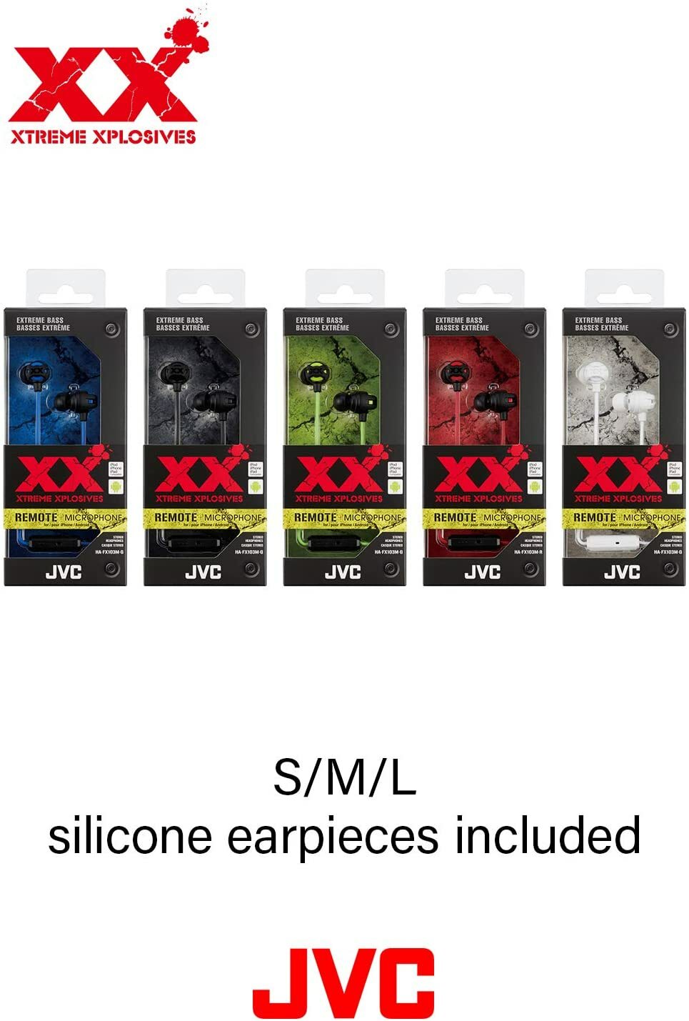 JVC XX Series HA-FX103M Wired In-Ear Headphones With Remote and Mic ALL Colors