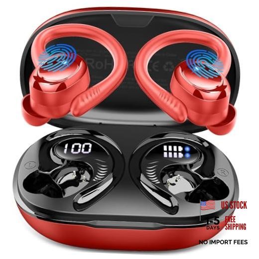 Wireless Earbuds Sport, 2025 Bluetooth 5.4 Headphones with Earhooks, 50H