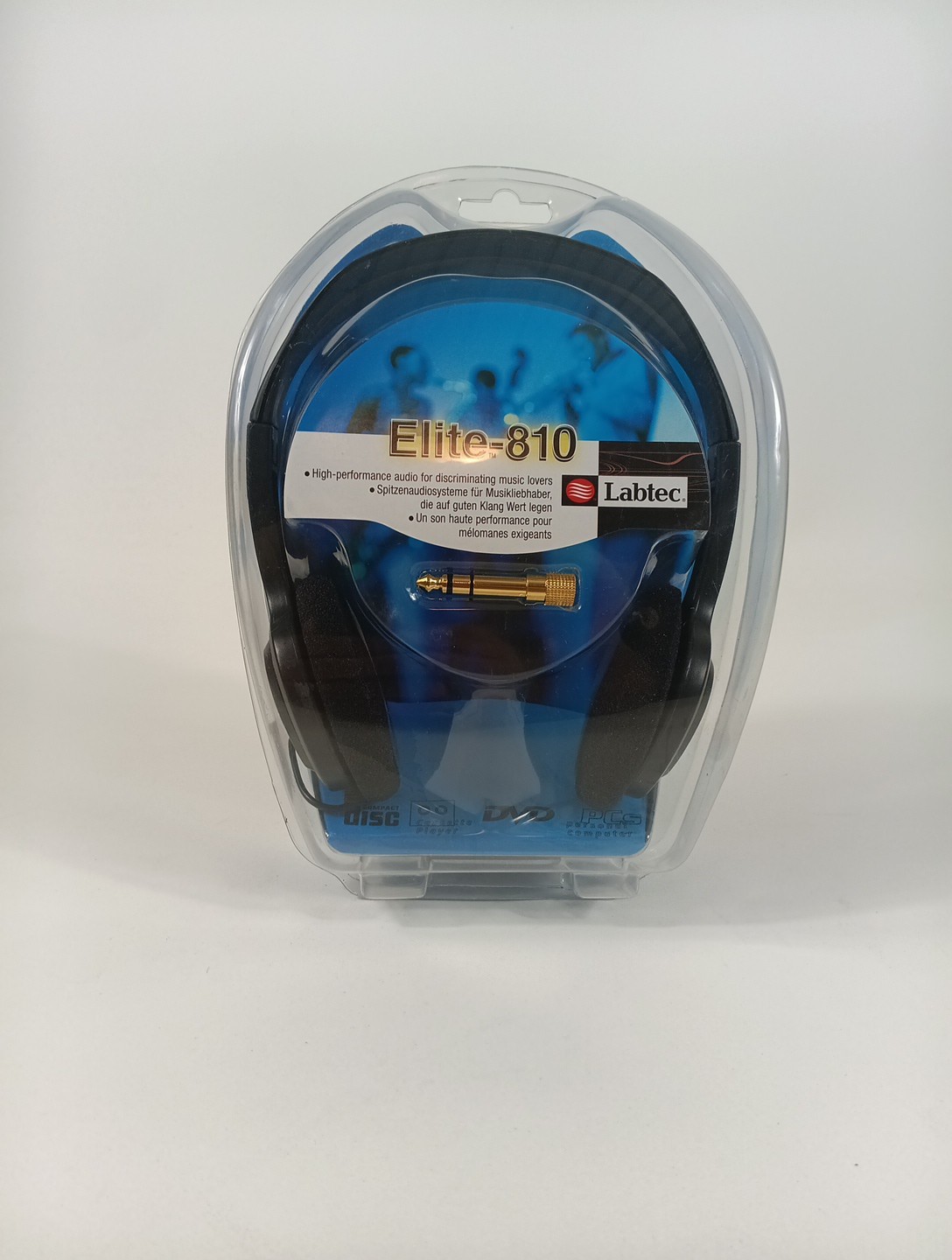 Labtec Elite 810 High Performance Over Ear 3.5mm Music Headphones + 6.35mm Adapt
