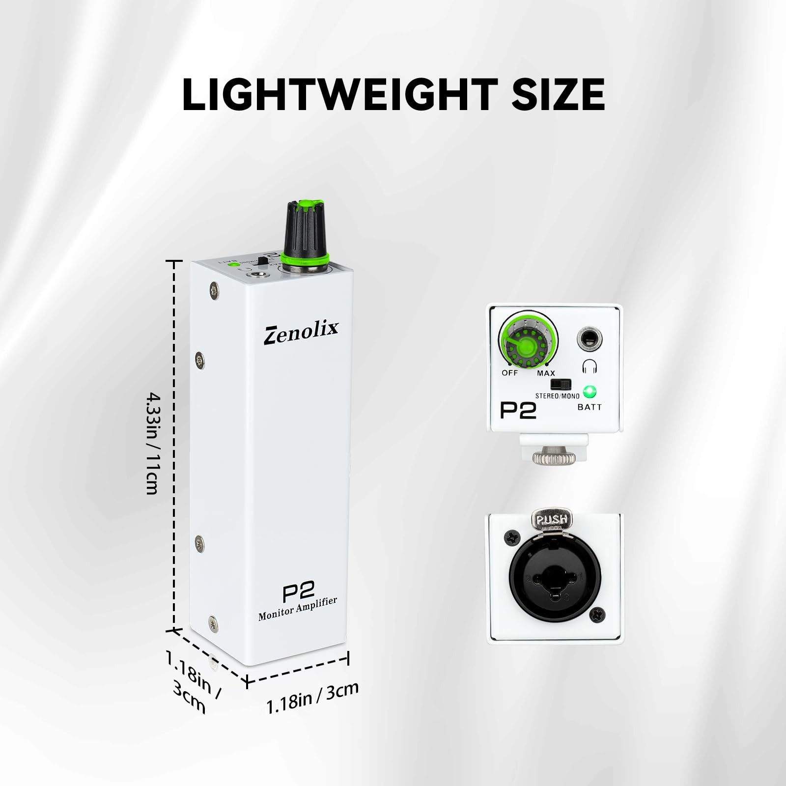 P2 Portable in Ear Monitor Amplifier, Headphone Amp with XLR/TRS Inputs 3.5mm Ou