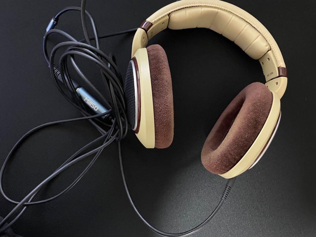 SENNHEISER HD598 Open type headphones Ivory Brown 3rd party 4.4mm cable