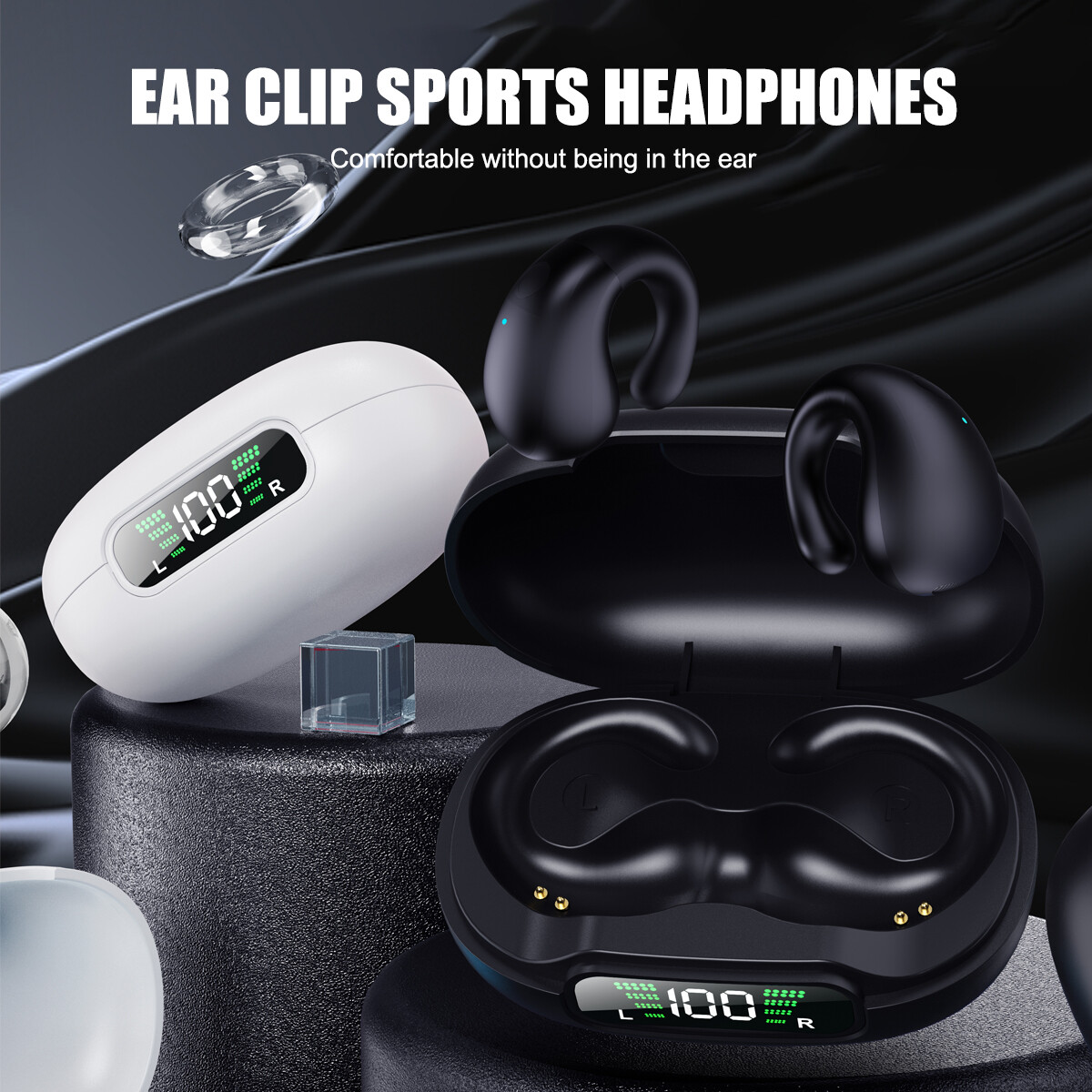 2023! Bluetooth v5.3 Wireless Earbuds Ear Clip Headphones Sport Open-Ear Headset