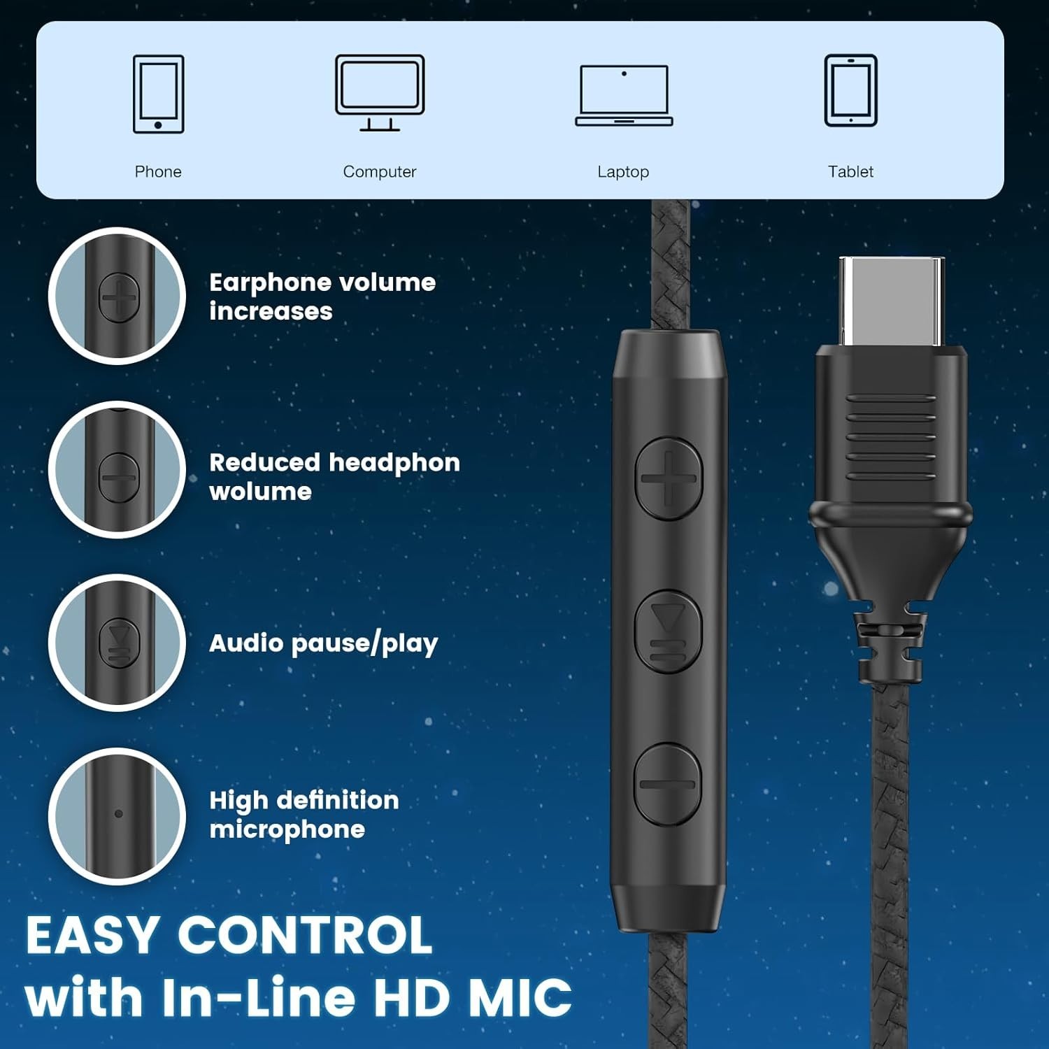 Lightweight USB C Over Ear Headphones with Noise Isolation – Perfect for Travel