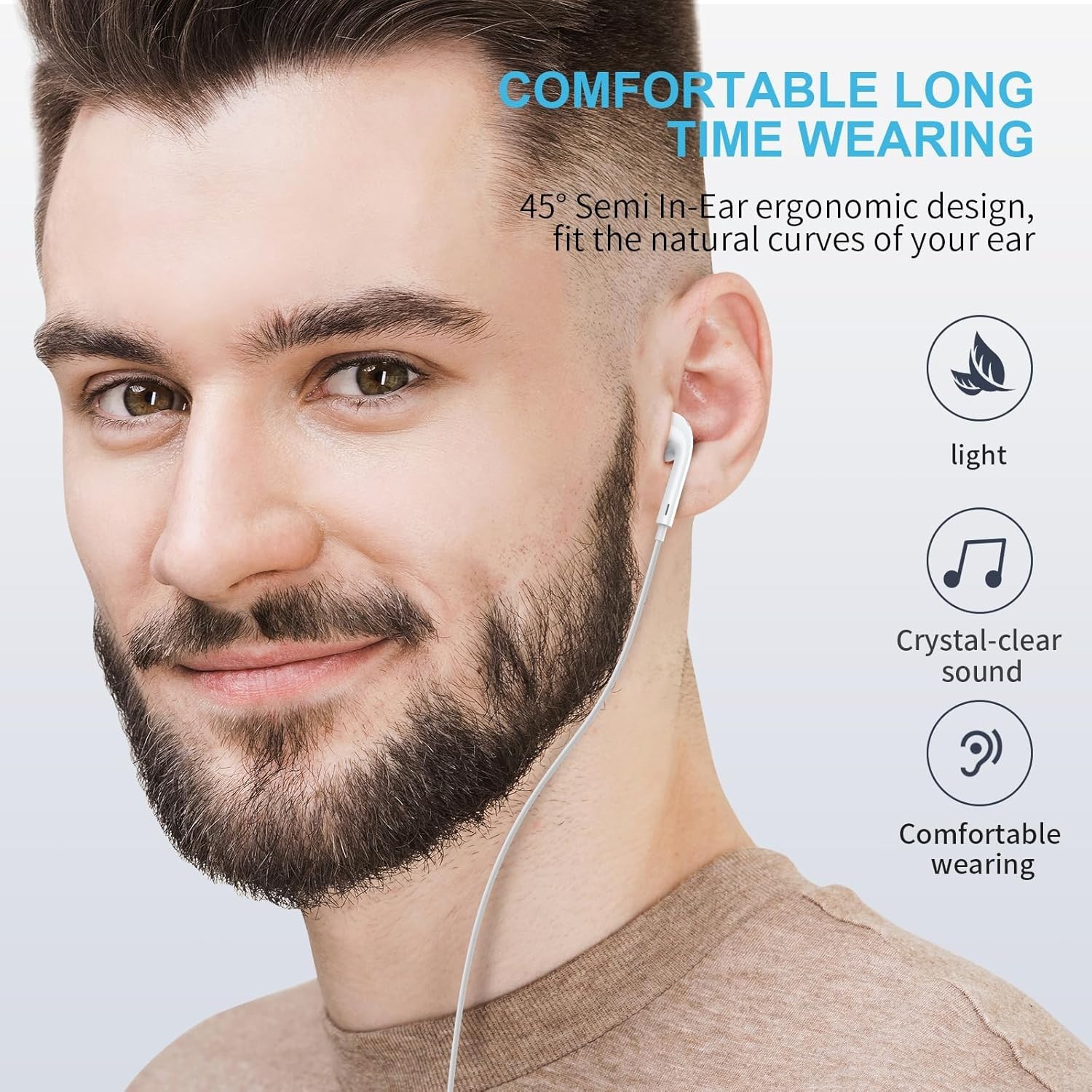 Wired Earbuds with Clear Microphone & HiFi Stereo Sound for All Devices (2 Pack)