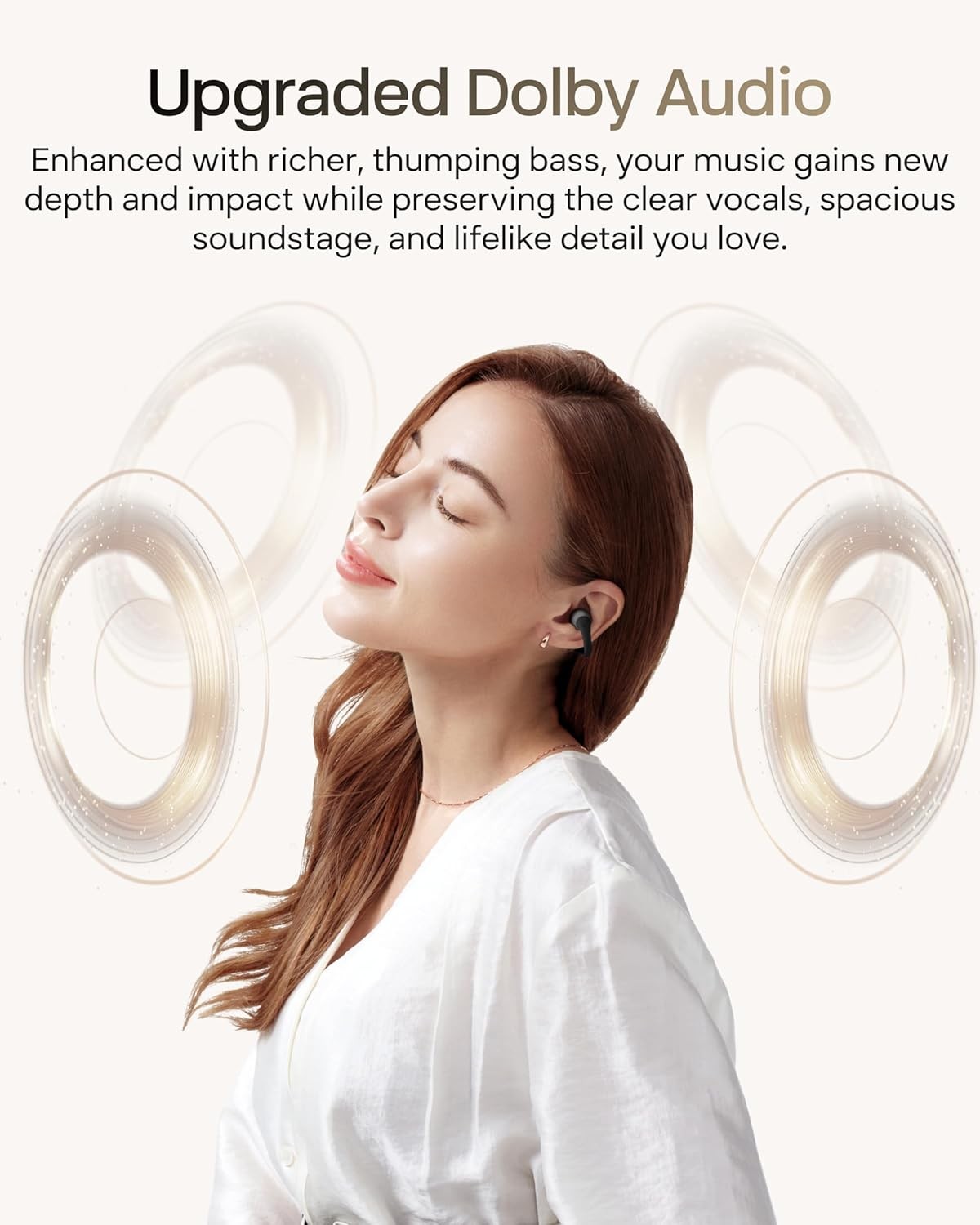 Open-Ear Clip-On Earbuds with Upgraded Dolby Audio 3-Mic Clear