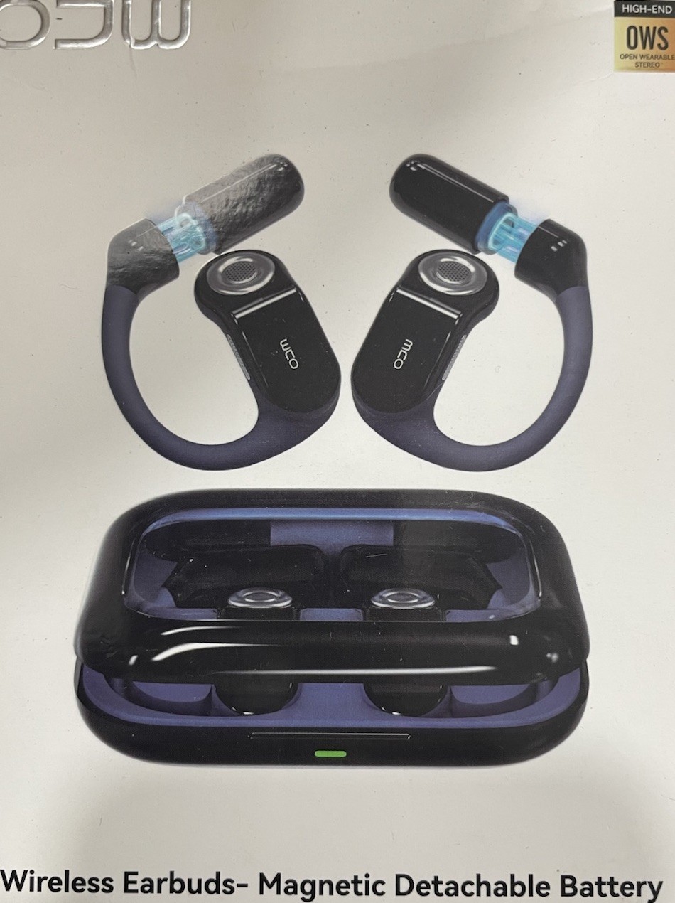 OJW OWS Open-Ear Ear-Hook Bluetooth Wireless Earbuds Double Black/Purple Case