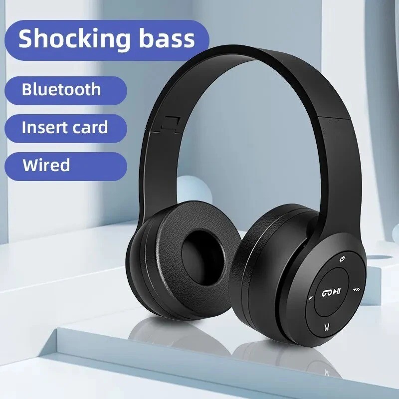 Wireless Headphones Headsets Super Bass Bluetooth Foldable Stereo Earphones Mic