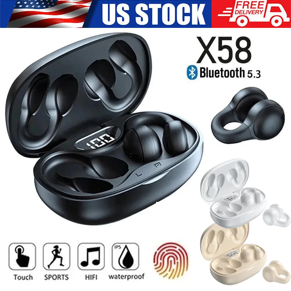 Open Ear Bone Conduction Headphones Tws X58 Bluetooth 5.3 Running Wireless Clip