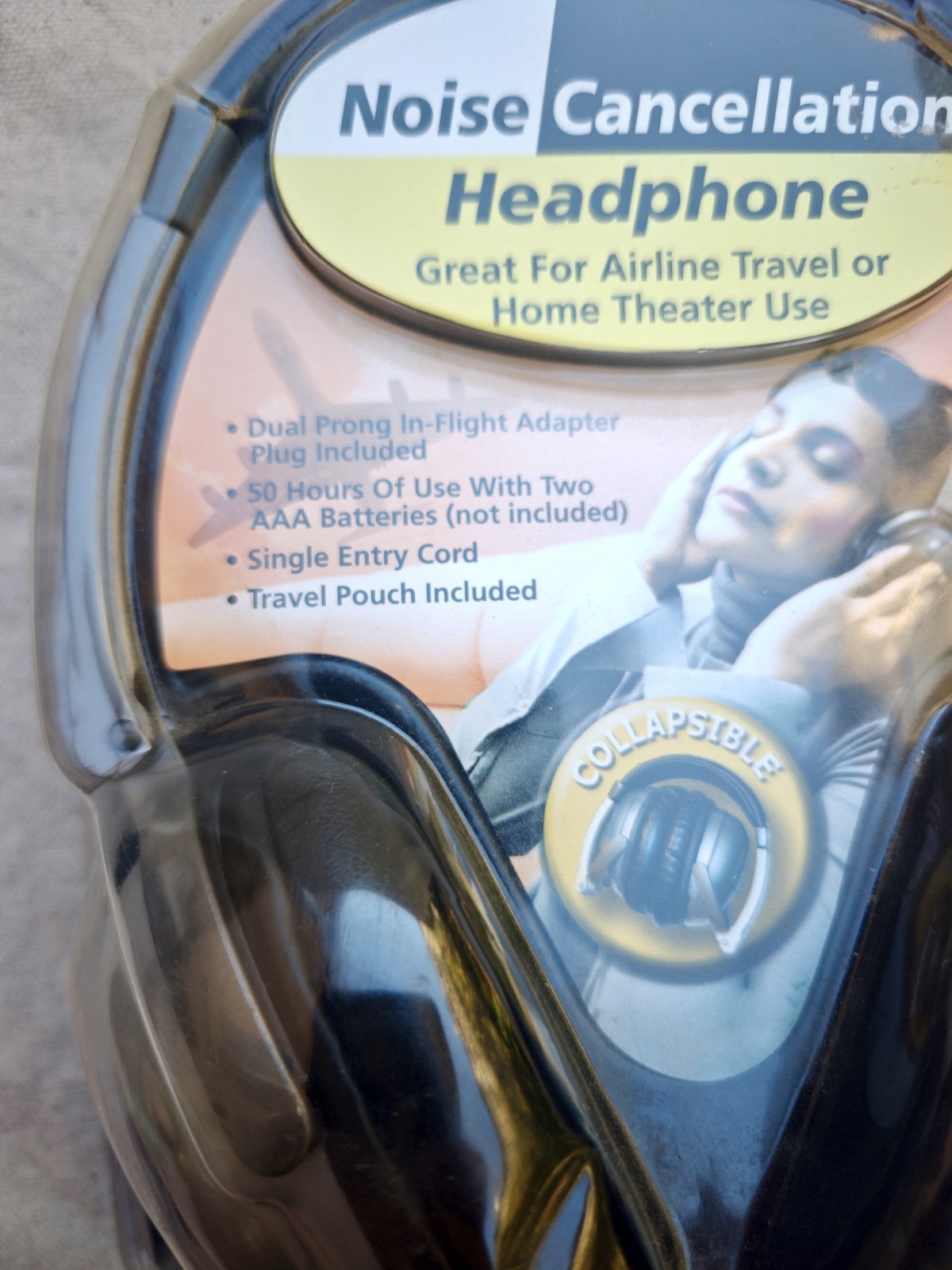 Maxell HP/NC-II Noise Cancellation Headphones, Collapsible, Travel Bag, 3.5mm