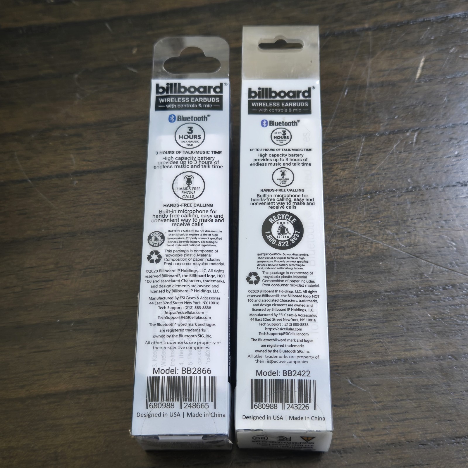 Billboard Bluetooth Wireless Earbuds with Controls & Mic 3 Hr. Play Blue & Black