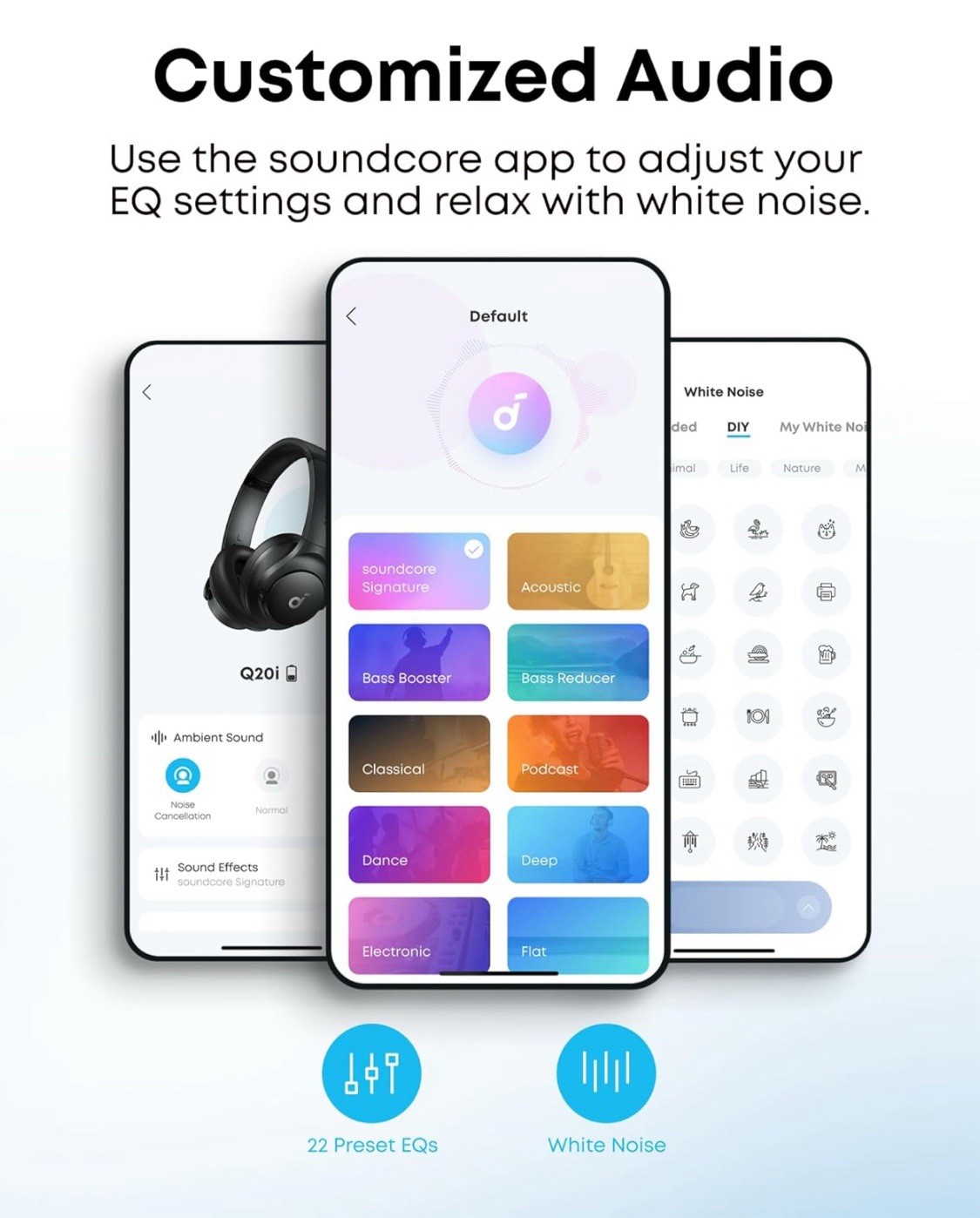 NEW ANKER Soundcore Q20i Wireless Over Ear Headphones Hybrid Active Noise Cancel