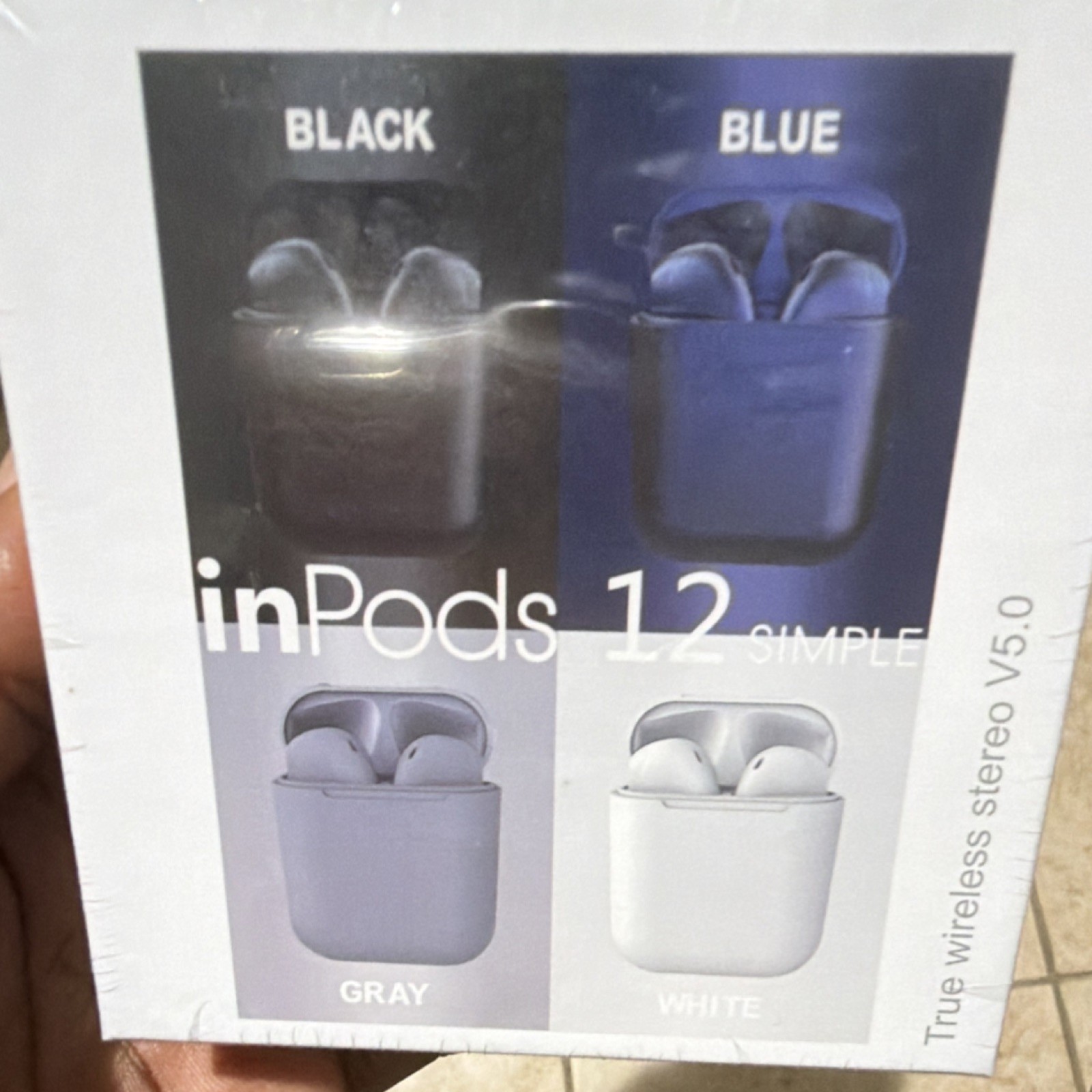 inPods 12 True Wireless Bluetooth Stereo Earbuds Black Blue Gray White