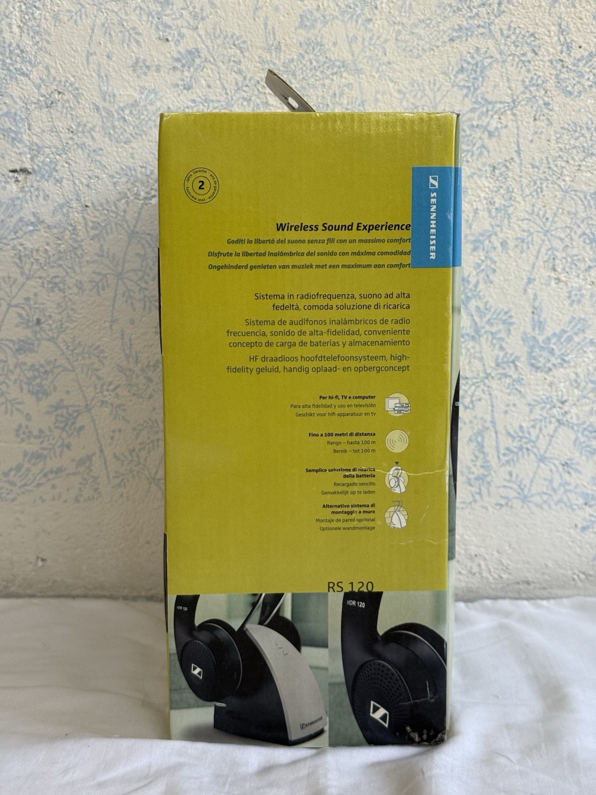Sennheiser RS 120 Wireless Headphone System HDR 120 w/ Box Base Cord Untested