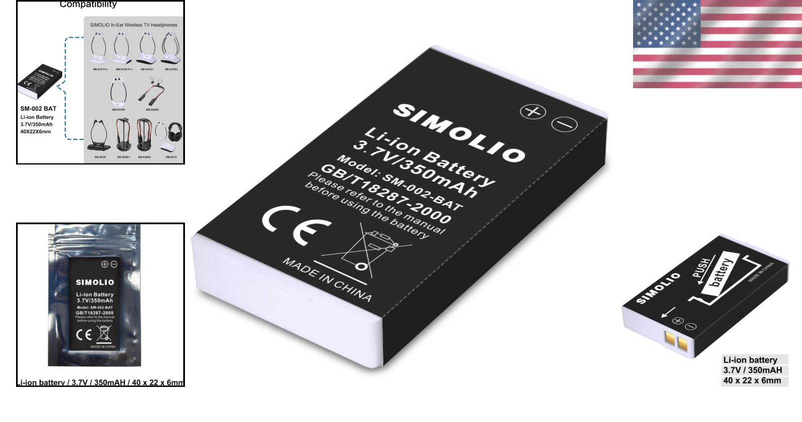 Rechargeable Li-Ion Battery for In-Ear Wireless Headsets – SM Series Compatible