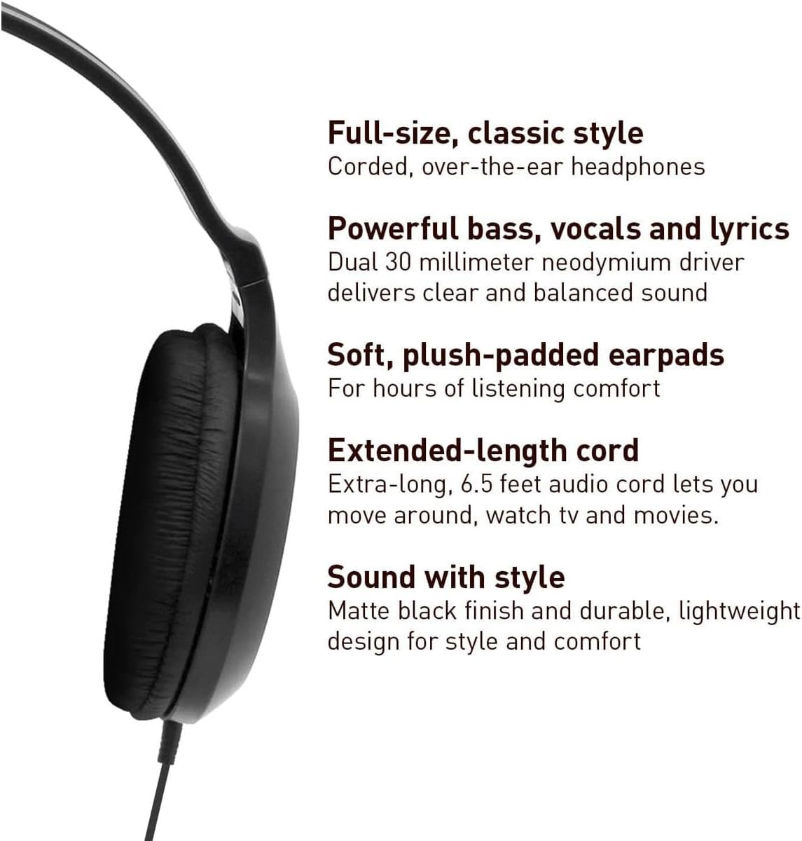 Headphones, Lightweight over the Ear Wired Headphones with Clear Sound and XBS f