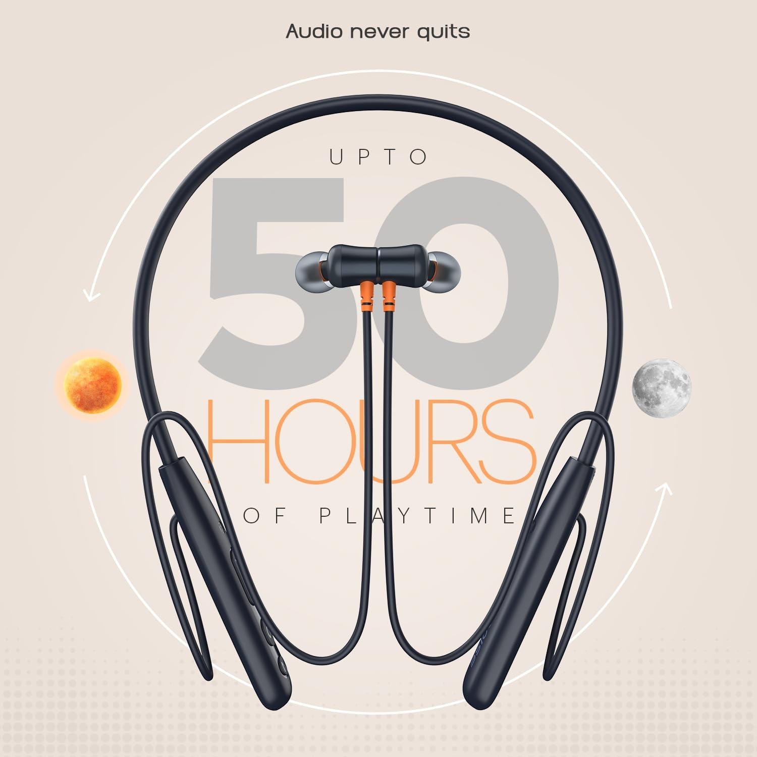 Noise Airwave Bluetooth in Ear Neckband with 50H of Playtime, Midnight Blue