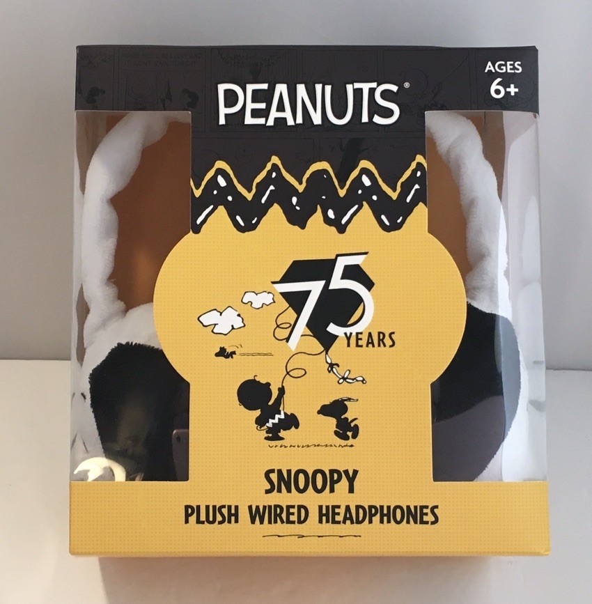 NIP PEANUTS 3D SNOOPY PLUSH ADJUSTABLE HEADPHONES Wired White & Black