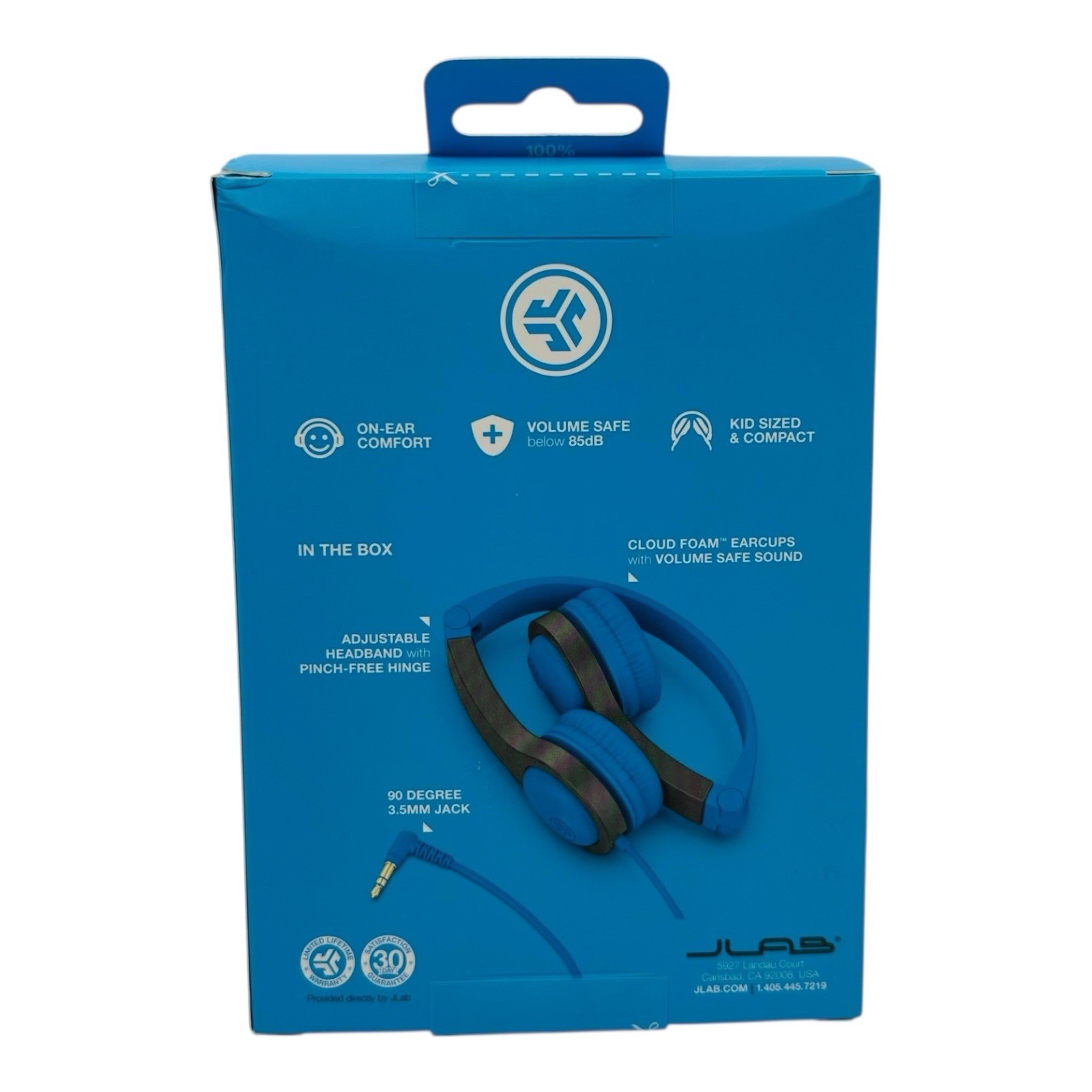 JLab JBuddies Folding Kids Headphones Wired Volume Safe 2nd Gen Blue/Gray