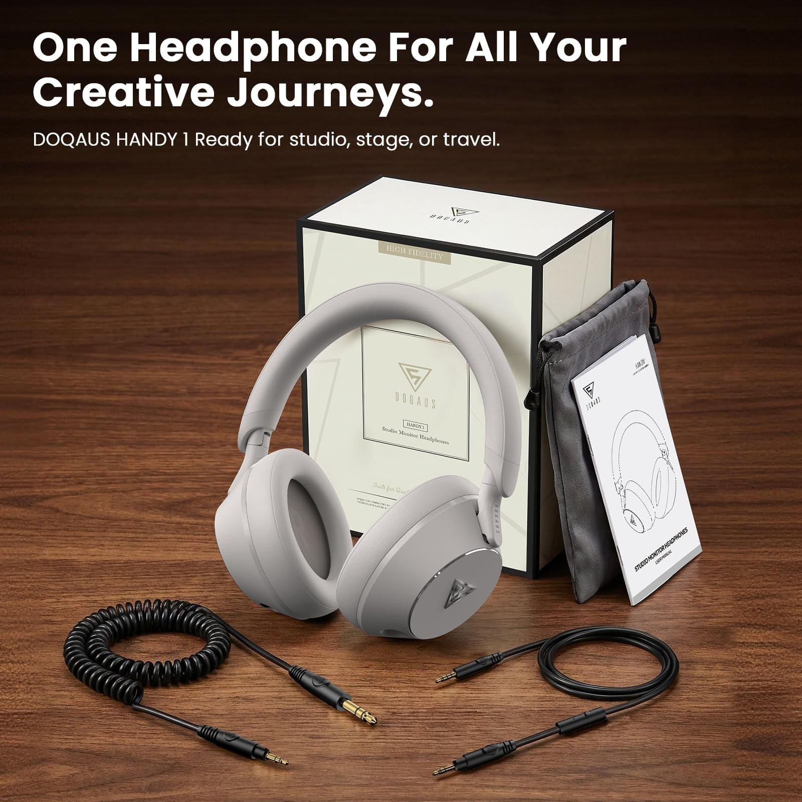 Professional Wired Studio Monitor Headphones – Over Ear, 50mm Drivers, Dual Jack
