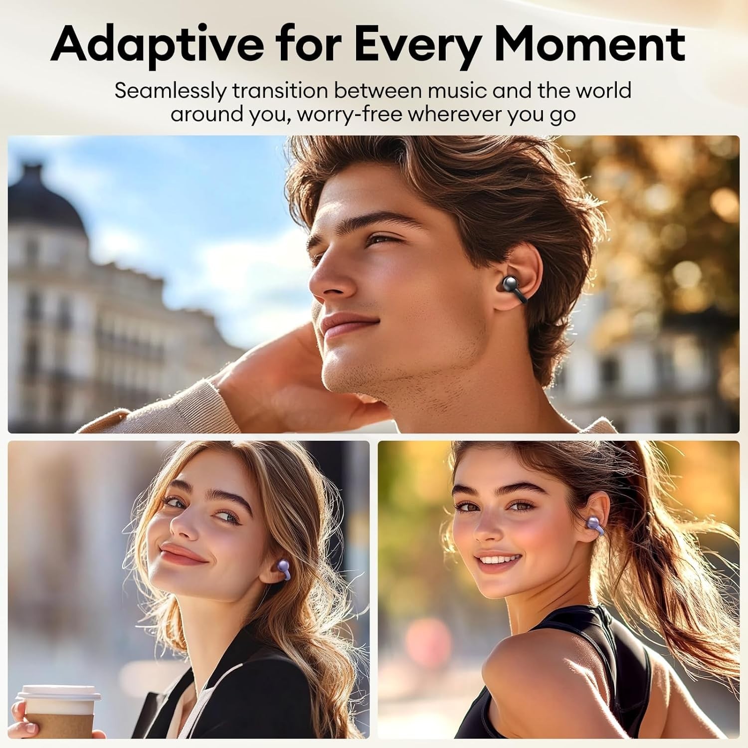 Lightweight M100 Bluetooth 5.4 Earbuds with Touchscreen for Workouts & Travel