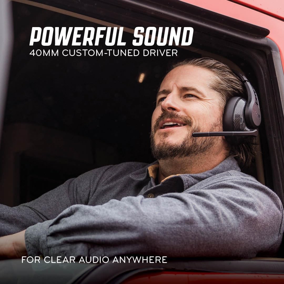 RW2 Trucker Bluetooth Headset – 40mm Driver, ENC Mic, 100ft Wireless, IP54 Ra…