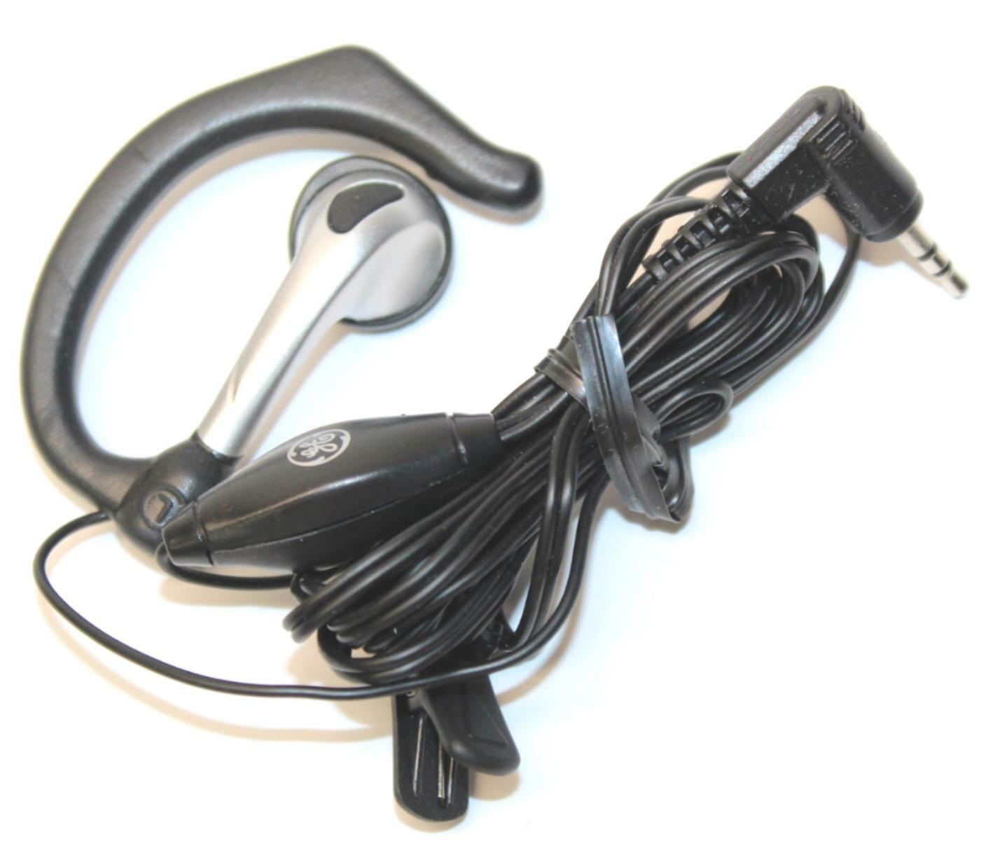 Original GE Mono Sports Clip Earhook Home Office Personal Stereo Earbuds w/ Clip