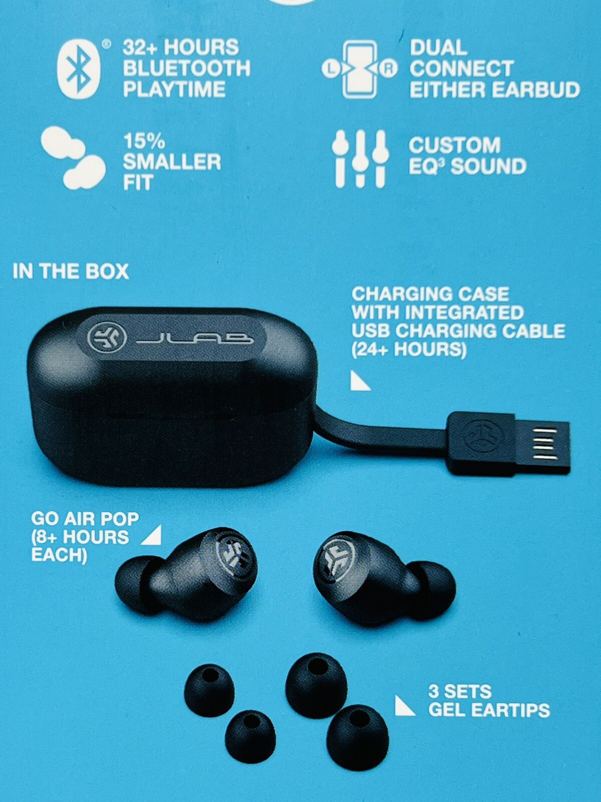 NEW JLab GO Air POP True Wireless In-Ear Headphones Black NIB EBGAIRPOPRBLK124