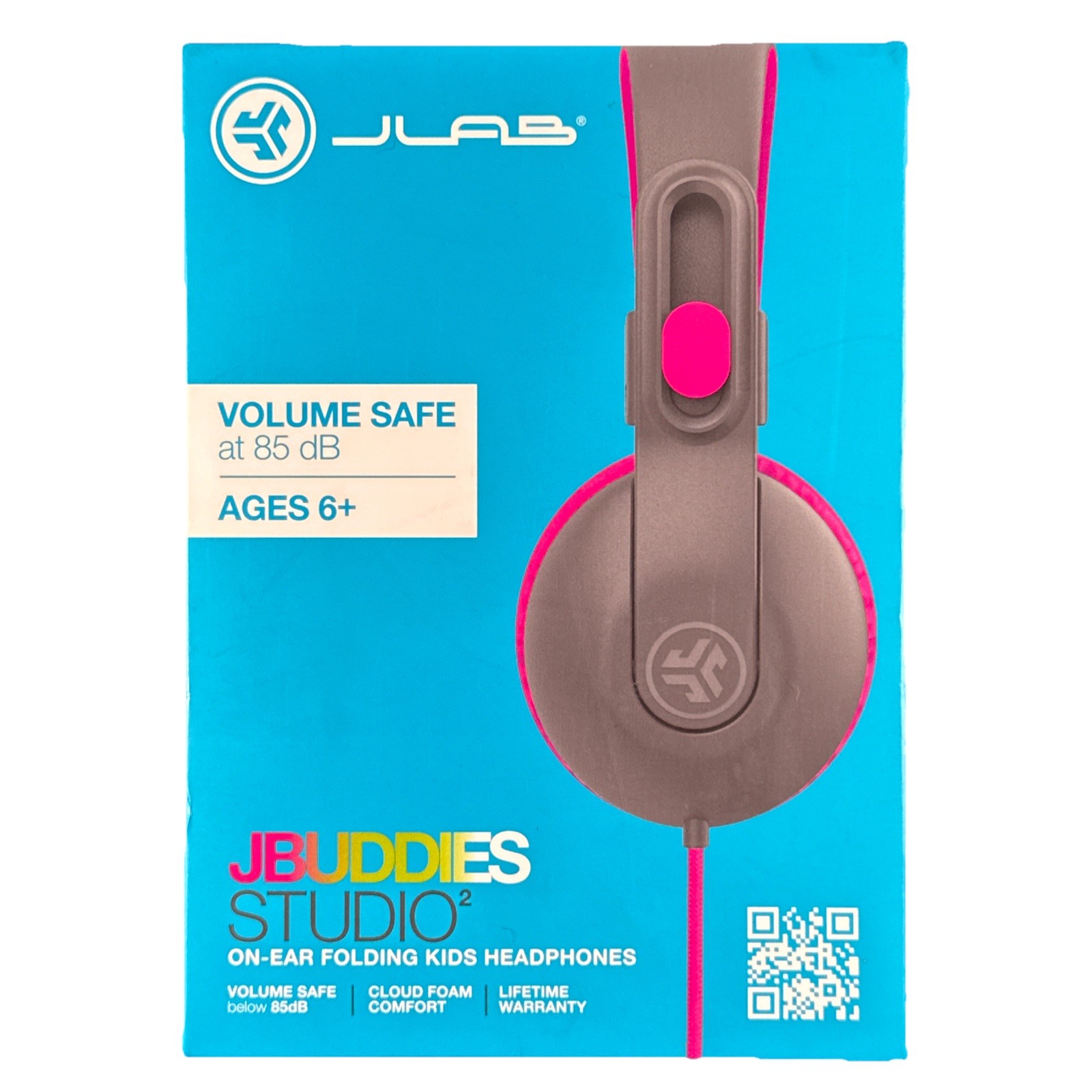 JLab JBuddies Studio 2 Kids Wired Headphones Gray Pink 3.5mm 85dB New