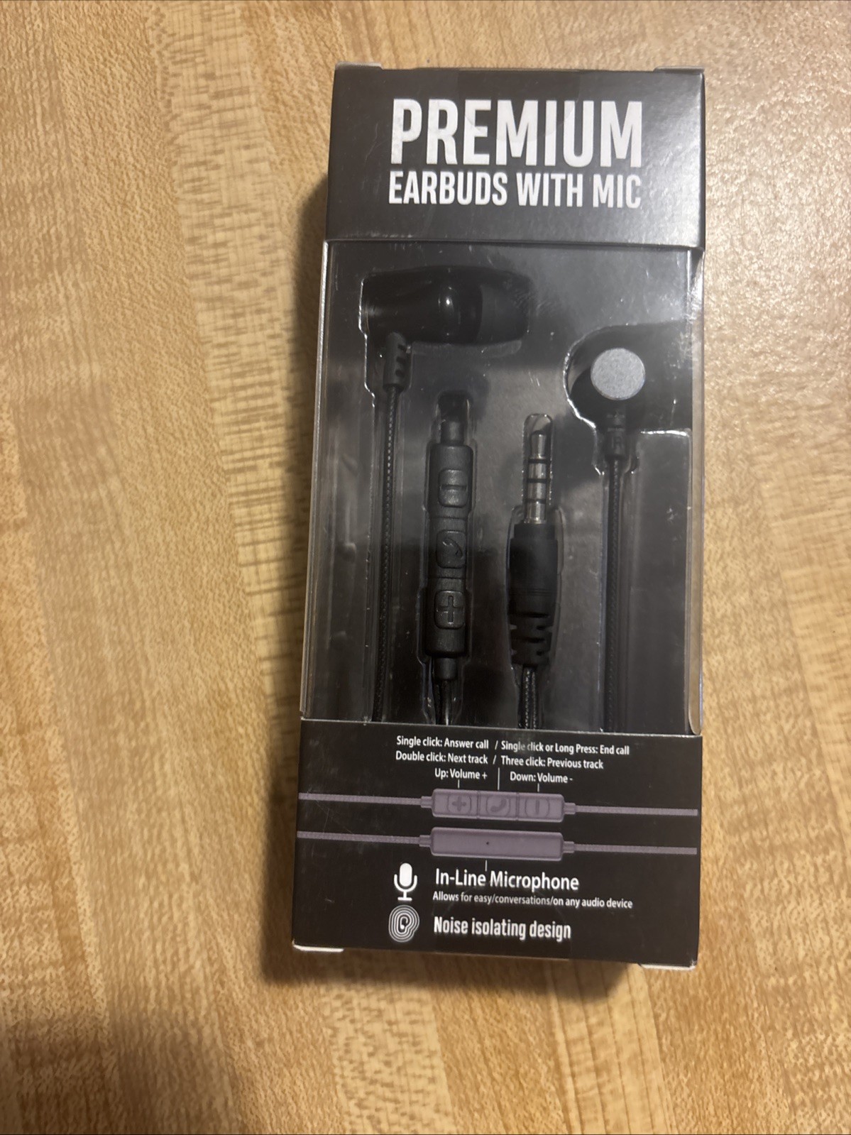 Premium 35mm Wired Earbuds Headphones – Black With In Line Microphone