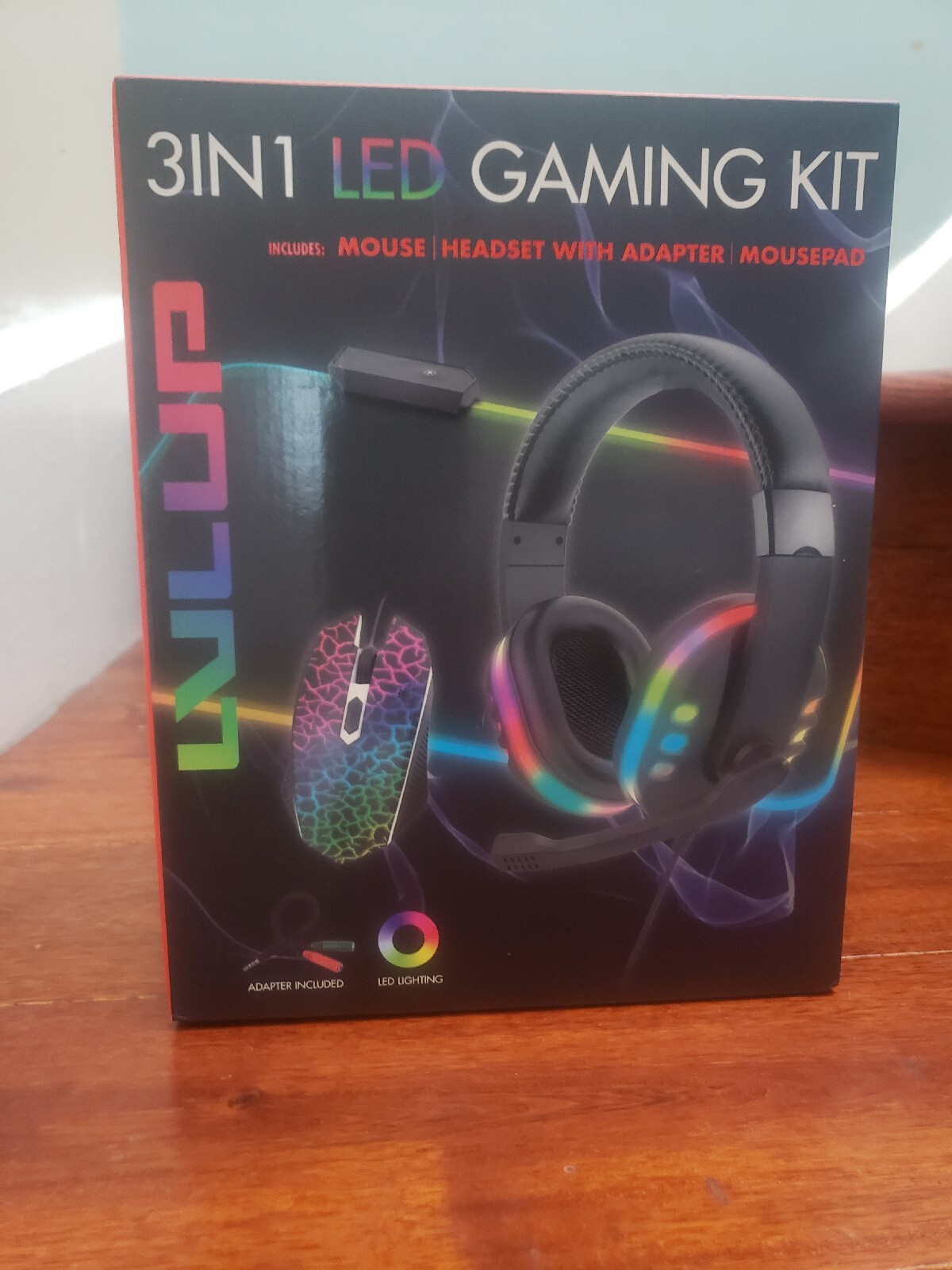 LVLUP 3 IN1 LED Gaming Kit with Mouse, Headset / Mousepad. Brand New