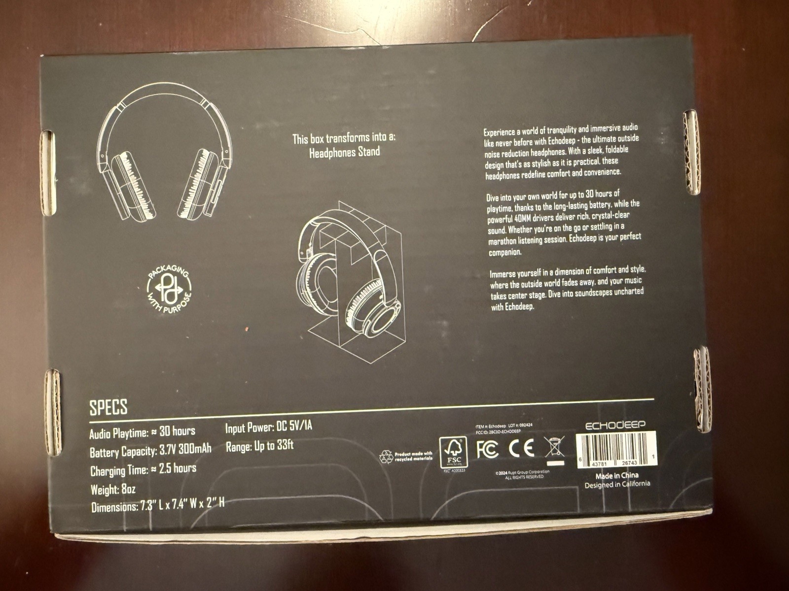 Rupt EchoDeep Wireless Headphones Noise Cancelling Rubrik Logo And *BRAND NEW*