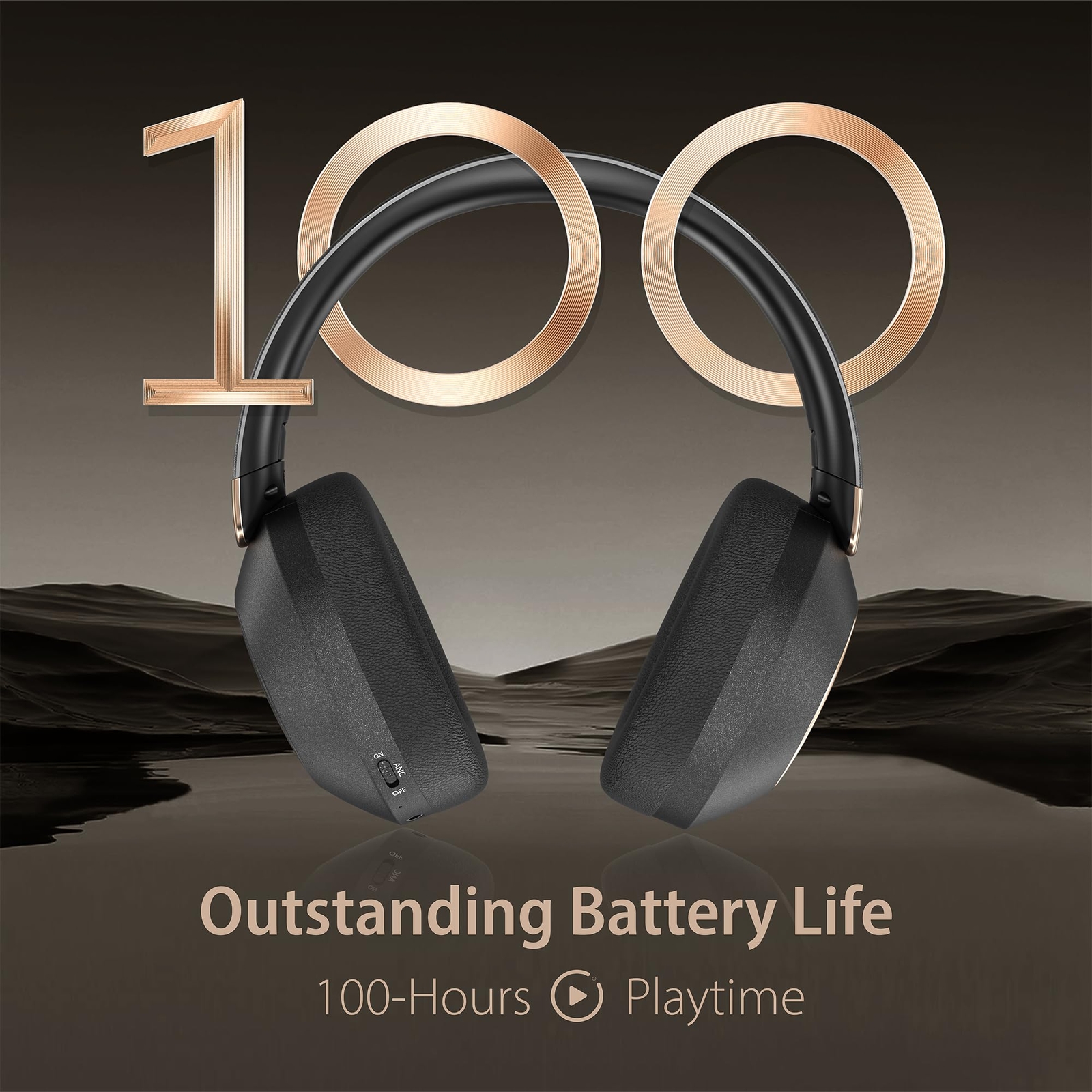 Ultra 100H Playtime Noise Cancelling Bluetooth Headphones Foldable Comfort