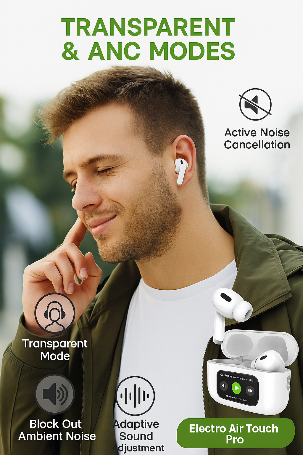 Bluetooth Wireless Earbuds With Mic and Touch Screen