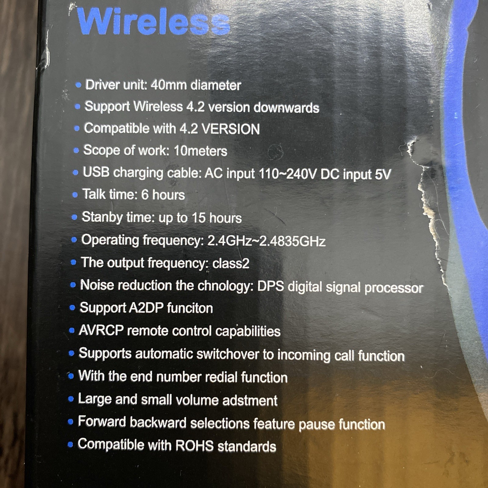 P47 Wireless Over Ear 5.0+EDR Headphones Blue New