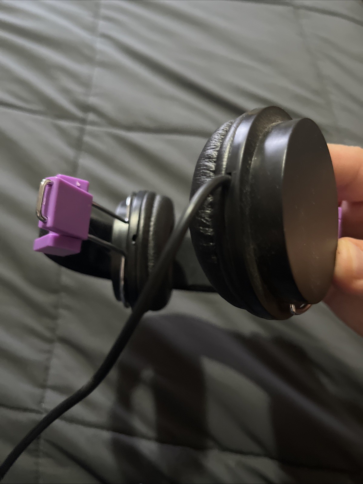 Purple and Black Jack Headphones Retro Vintage Style Wired Headphones
