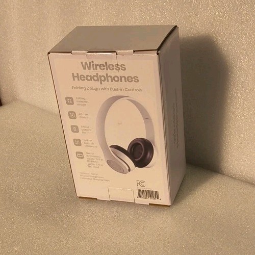 GEMS Wireless Headphones Folding Compact Design, 6hr Battery, White, Micro USB