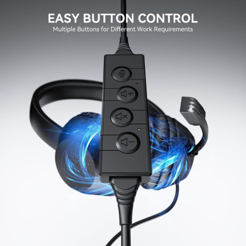 LEVN Headset with Mic, USB Microphone, Computer Black