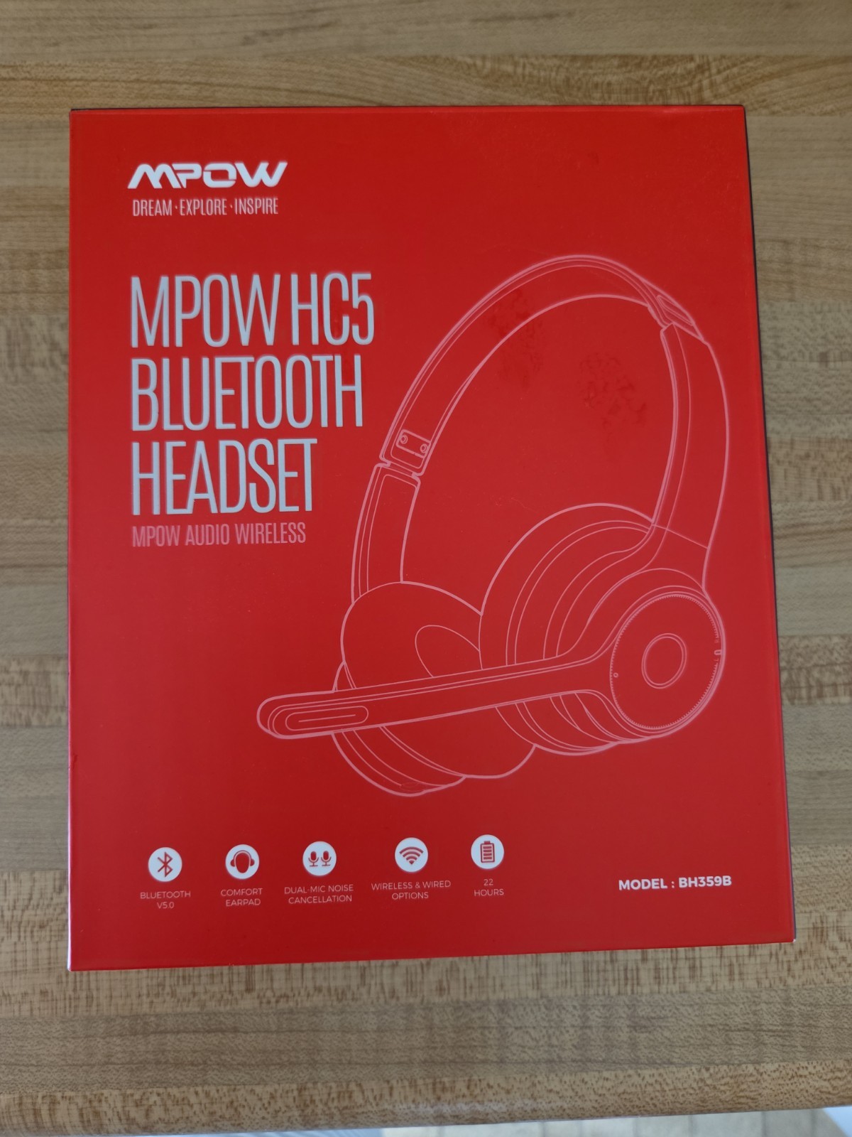 MPOW HC5 Bluetooth Headset BH359B Wireless V5.0 Dual Mic 22H New
