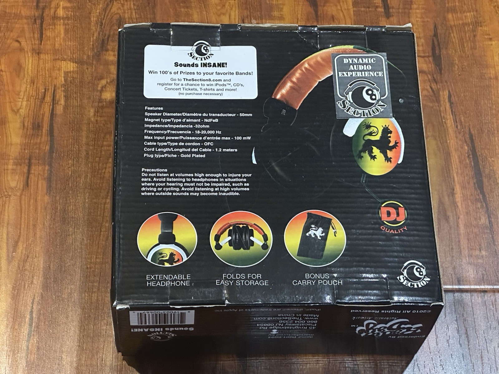 Bob Marley Lion Design Section 8 Brand Super Bass Wired Headphones – NIB – New!