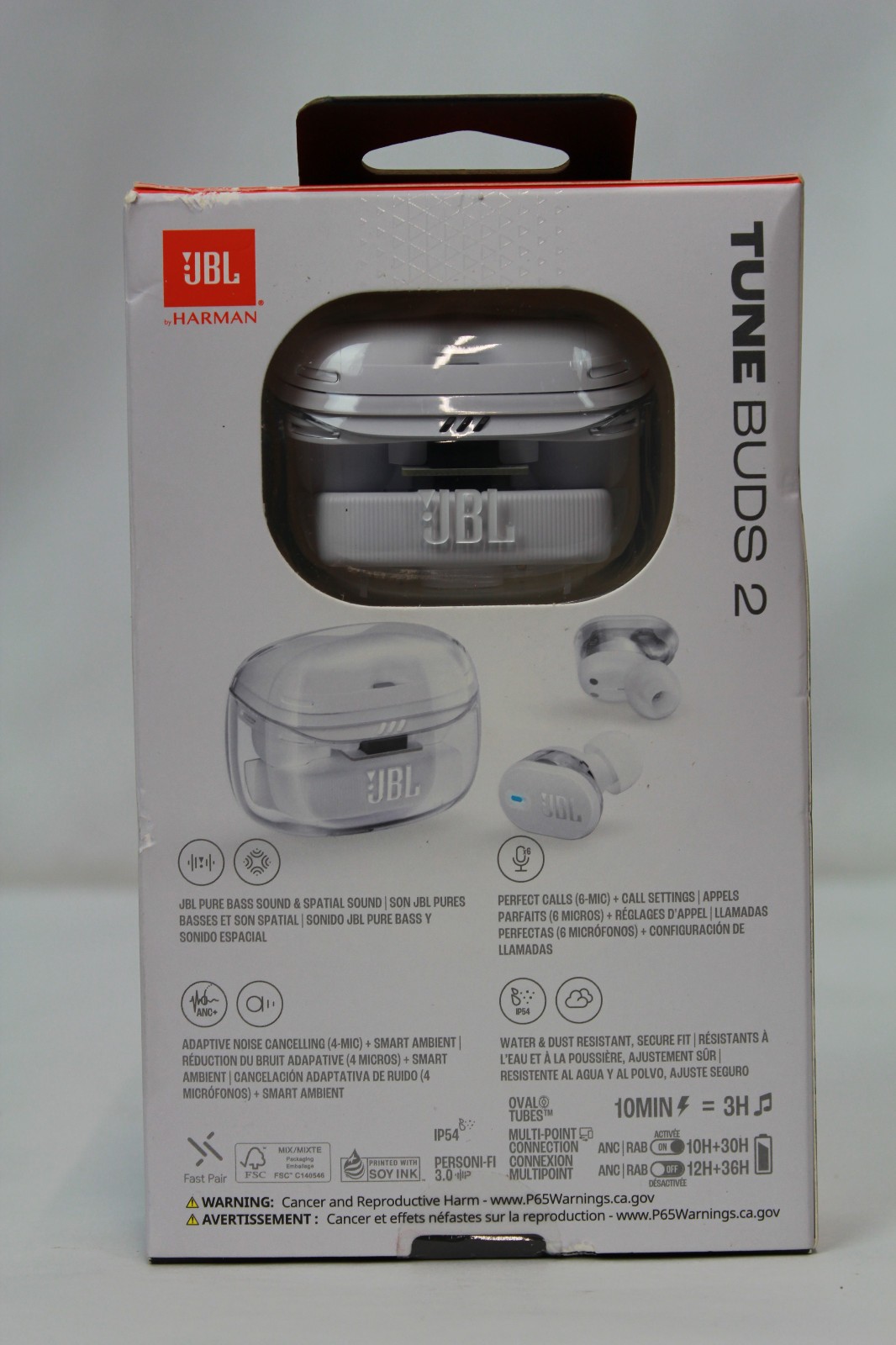 JBL Tune Buds 2 White True Wireless Bluetooth Earbuds w/ ANC Spatial Sound Mic