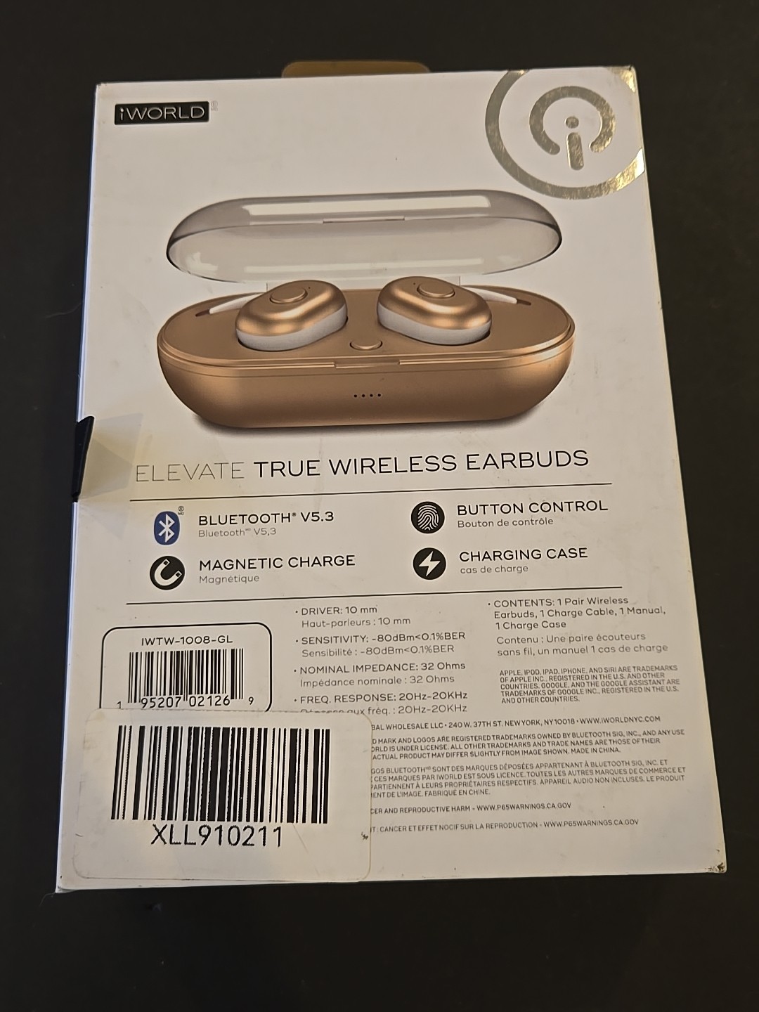 iWorld Elevate True Wireless Earbuds New In Box (C-17)