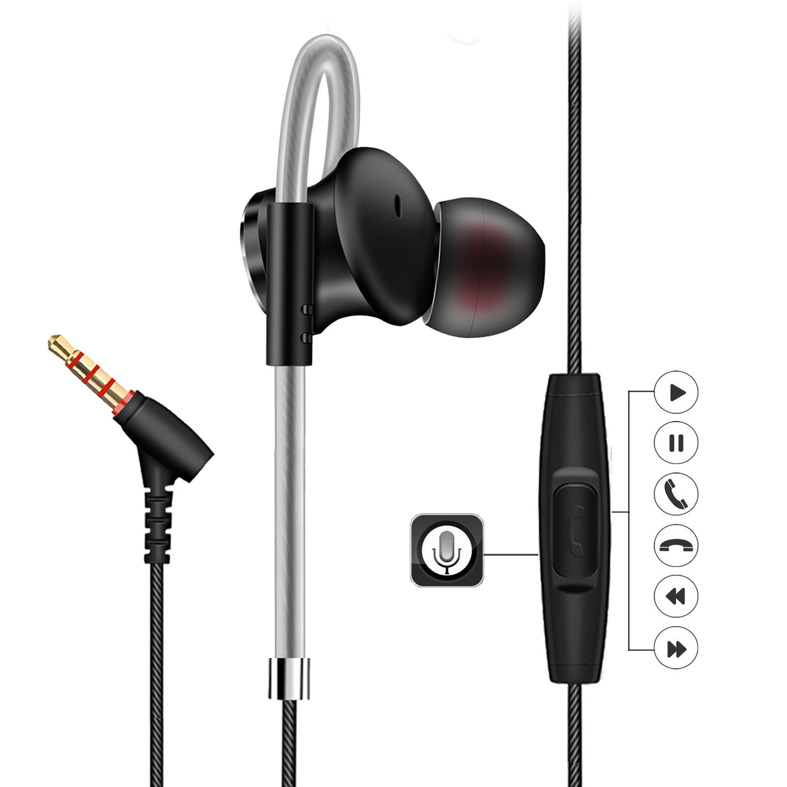 Magnetic in-Ear Headphones 24K Gold-Plated 3.5mm Wired Earbuds For iPad, Mac