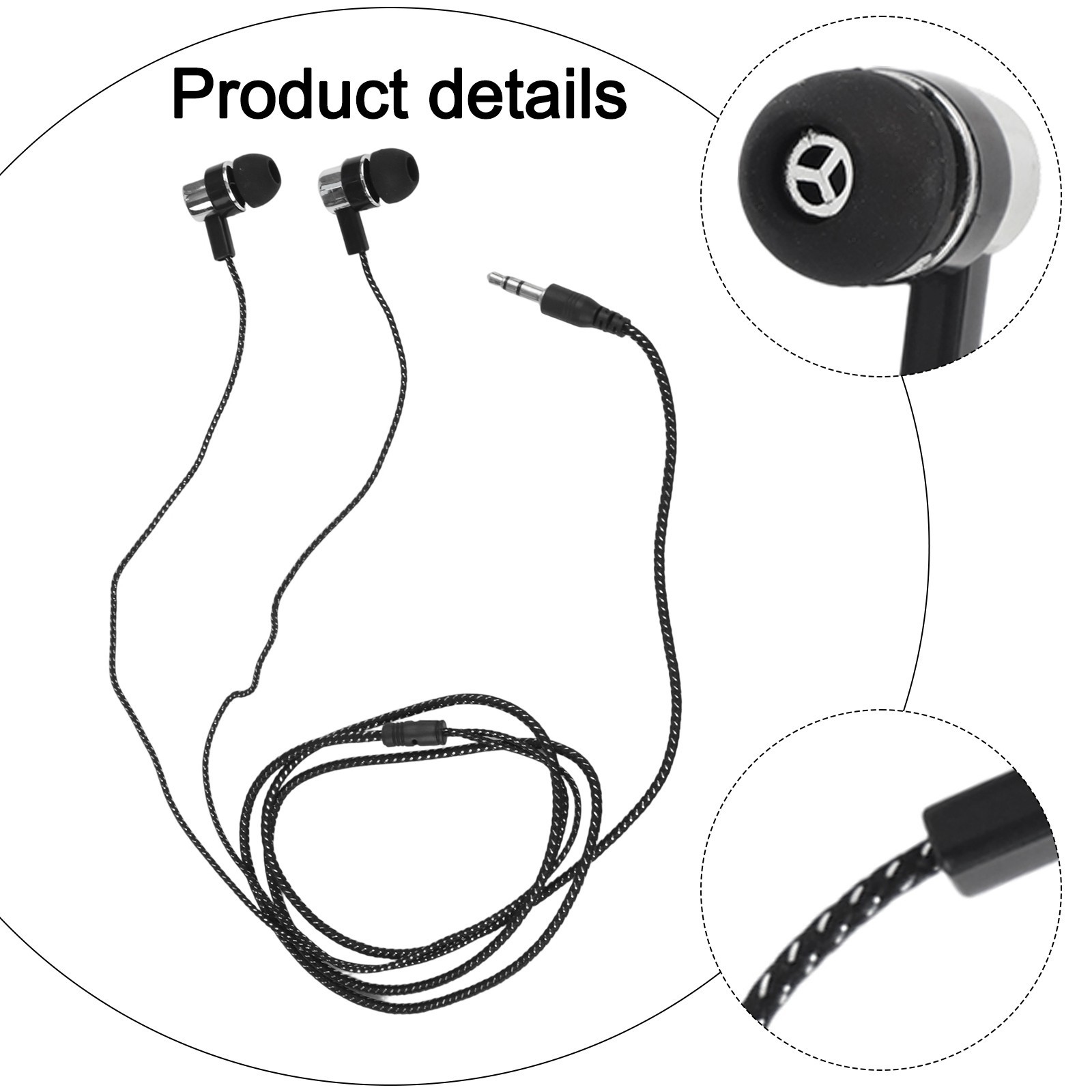Earphone Bass Stereo Sound 115 DB/mv Sensitivity 3.5mm Audio Connector