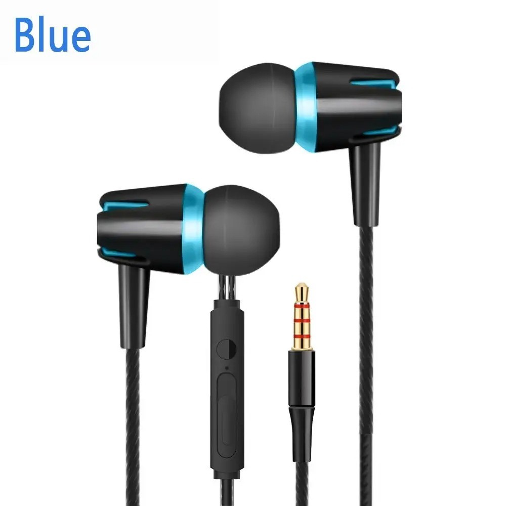 1Pc Wired Stereo Earphones 3.5mm, In-Ear with Mic, Nylon Weave Cable for Laptop