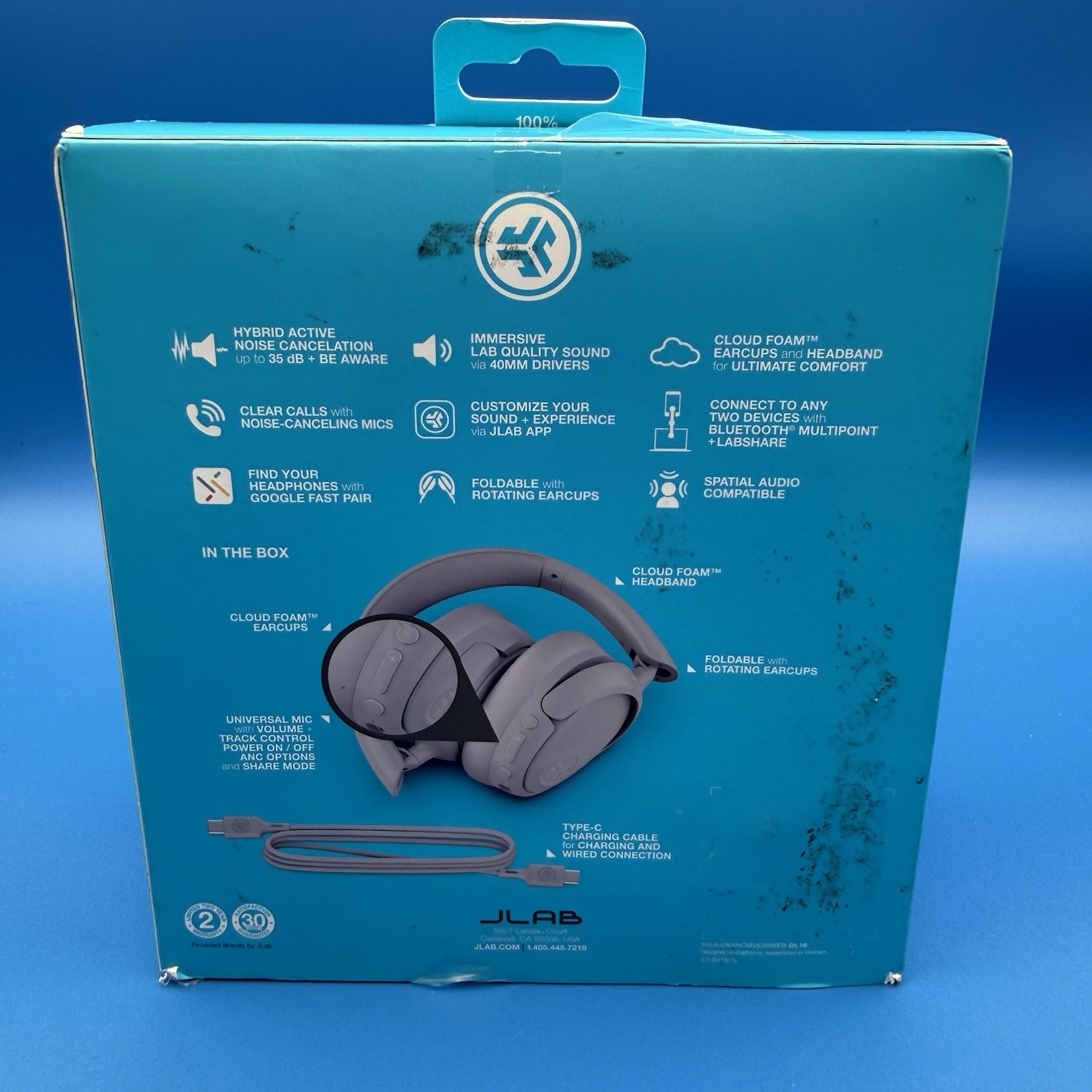 JLab JBuds Lux ANC Wireless Over-Ear Headphones – Cloud White