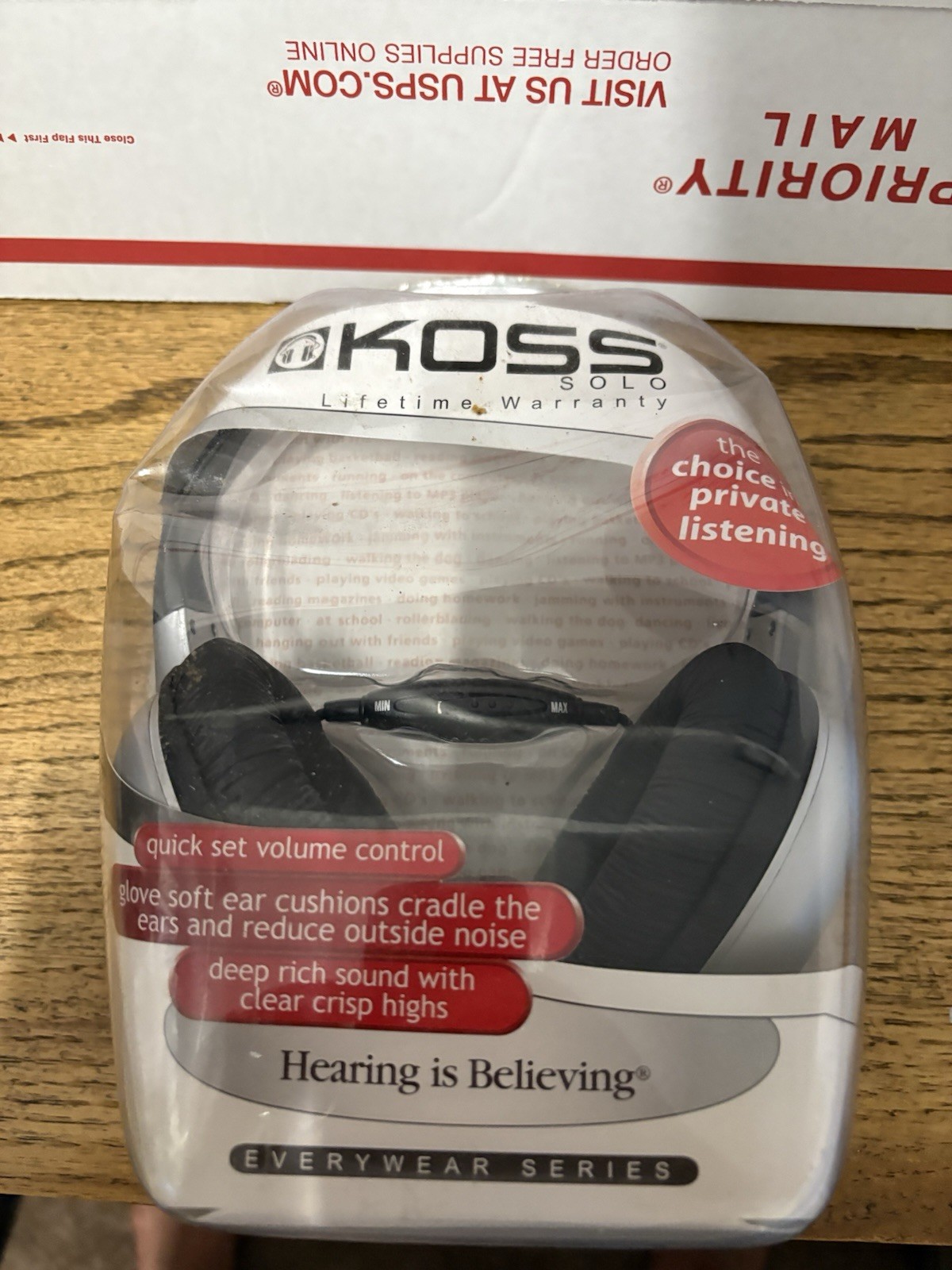 Koss Solo Stereophones Volume Control Soft Ear Cushions NOS New In Package