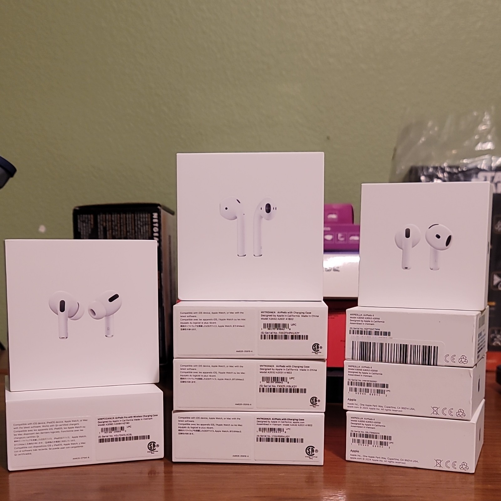 Apple AirPods 4 (x4), AirPods Pro (x2), & Airpods (x4) Empty Boxes with Inserts