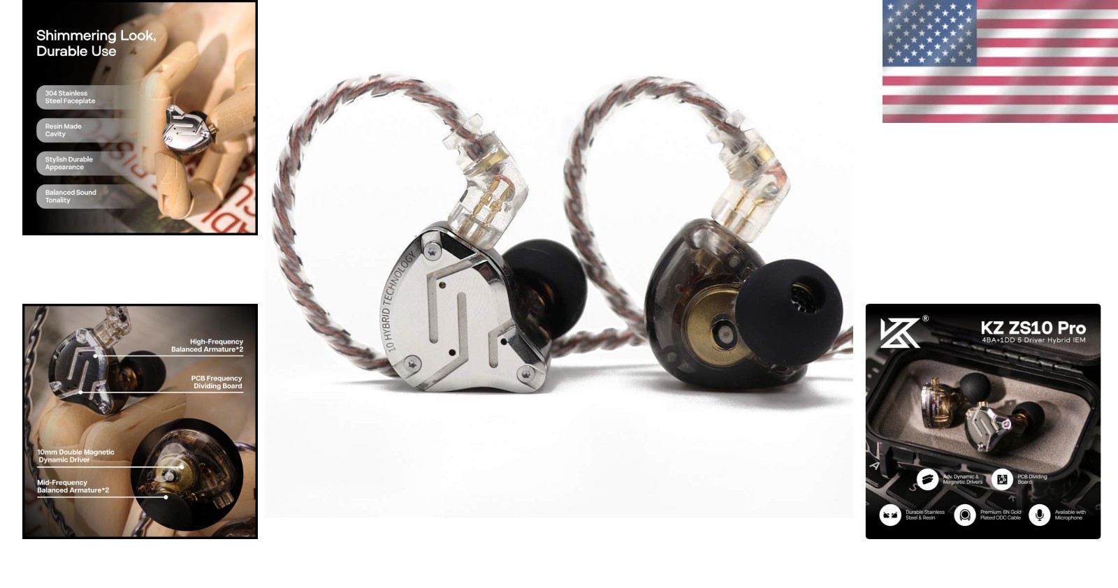 KZ ZS10 Pro 10mm Drivers – Water Resistant HiFi Earbuds for Musicians & Athletes